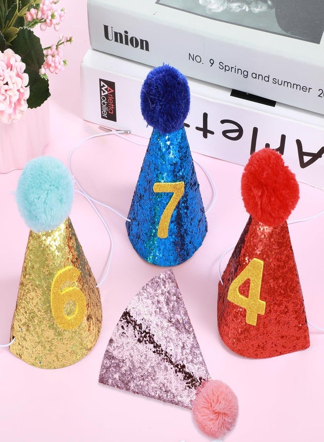 Larrel Dog Birthday Hat, 4 Pcs Birthday Hat for Dogs with 0-9 Numbers Cute Party Hats for Dogs Cats for Holiday Wedding Puppies Kittens Costume Accessories (Red Pink Blue Gold) - Image 5